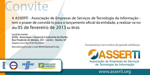 Evento de lançamento da ASSERTI acontece dia 05/02 na ACIM 
