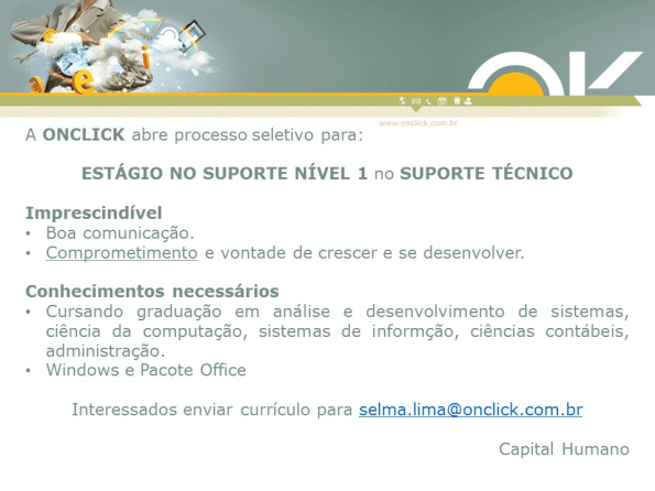 Vaga de Estágio na Área de Suporte