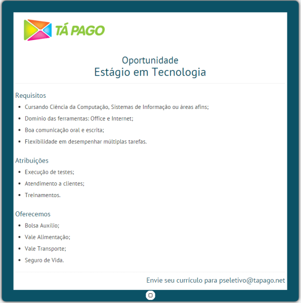 Vaga - Estágio em TI