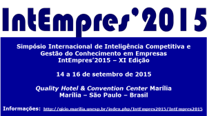 Simpósio Internacional de Inteligência Competitiva e Gestão do Conhecimento em Empresas
