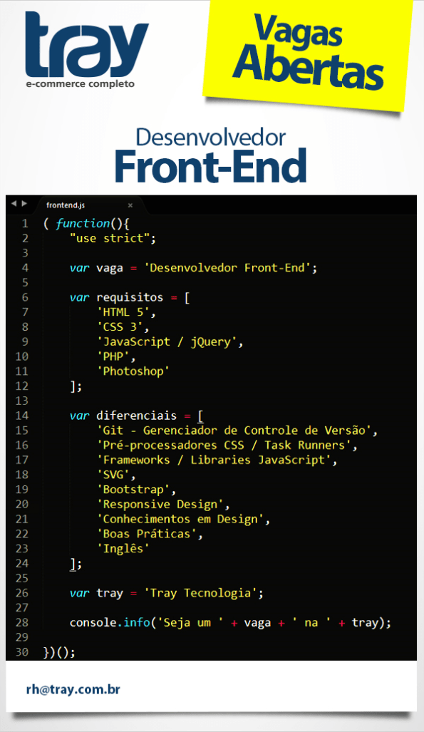 Vaga para desenvolvedor front-end
