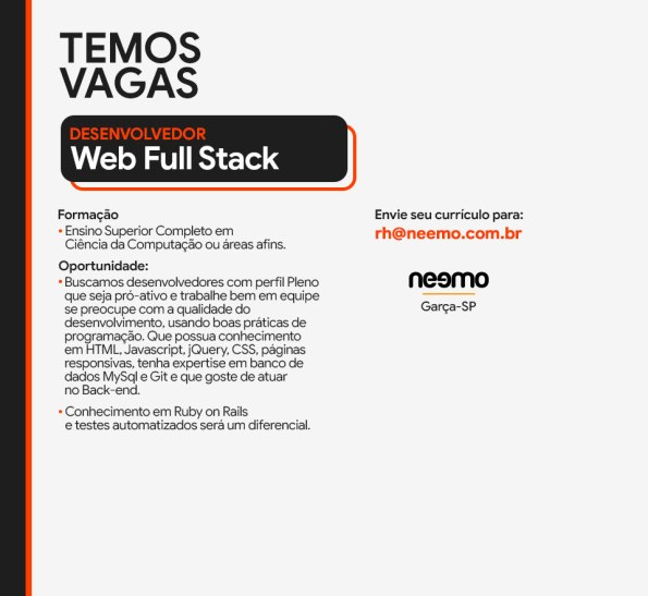 Desenvolvedor Web Full Stack